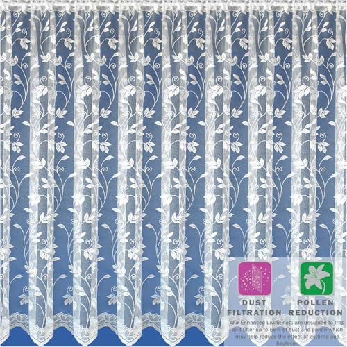 Maple Textiles Meadow Leaves Patterned Design Net Curtain Sold Per Metre Cut to Width for Windows Patio Doors Caravans (72(183cm) Drop)