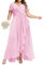 Robe de demoiselle d'honneur à manches courtes pour mariage avec col en V et robe de soirée formelle Rose bonbon Taille 44
