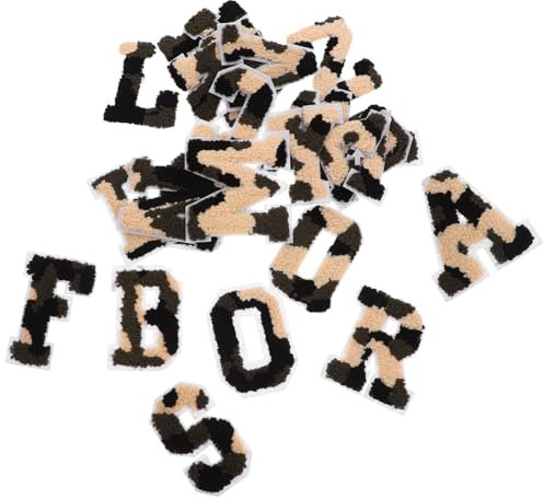 SHINEOFI Iron On Letters for T-Shirts, 26pcs Plush Embroidered Alphabet A-z Patches Leopard Print English Letter Patches for DIY Jacket Hats Fabric Clothing Labels