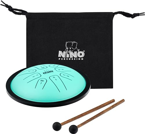 Nino Percussion Steel Tongue Drum G-Moll, Mintgrün (NINO982) | Stahlzungentrommel für Kinder ab 5 Jahren, mit 8 Zungen, Durchmesser 7 Zoll, Stahl