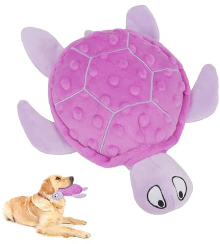 TONYFY Quietschendes Hundespielzeug,Meeresschildkröte Plüsch Hundespielzeug,Interaktives für Welpen zum Zahnen,Kauspielzeug für kleine Hunde(lila)