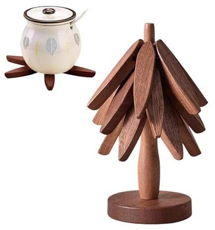 Tree Trivet,Wooden Coasters,Wood Trivets for Hot Pots and Pans,Folding Christmas Tree Shaped Trivet Mat,Anti Scald Insulation Pad Coaster for Hot Dishes/Pot/Bowl/Teapot Cup Holders