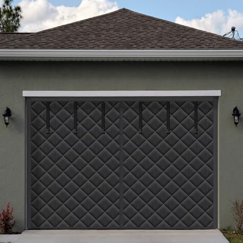Tingjoo 9 x 7 ft Garage Door Screen Insulation Kit Magnetic Thermal Insulated Door Screen Garage Winter Door Curtain for Car Garage Door Blanket Weatherproof, Windproof, Soundproof