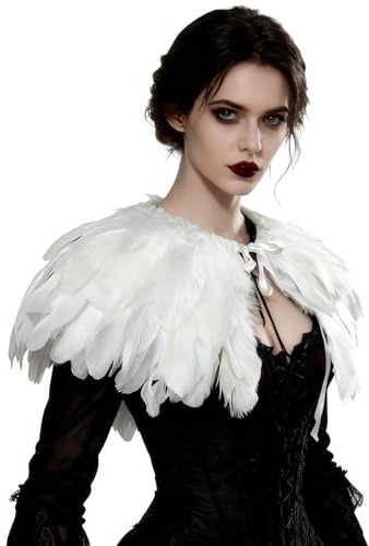 keland Feder Cape Stola Schwarz Weiß Beige Schal Halloween-Kostüm