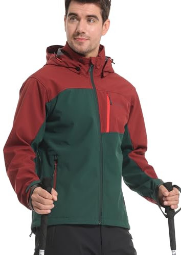 KUTOOK Veste Softshell Randonnée Hommes d'hiver Imperméable Coupe-vent Veste Polaire Cyclisme Homme Veste de Sport en Plein Air RD-XL