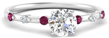 JewelryGift Bague de fiançailles en Diamant délicat Argent Sterling Saphir Rose créé Rond façonner Petites bagues de fiançailles réglage de la Broche Taille 59