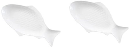 COLLBATH 2 Pièces Assiette De Poisson Créative Petit Plat à Poisson En Porcelaine Assiettes à Fondue Plat De Poisson Cuit à La Vapeur Plats Blancs Asiatique Assiettes à Poisson Bol Blanche