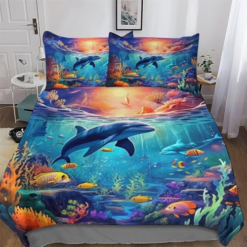 AAPZY Hais 3D Muster-Bettwäsche-Set 2teilig Mit Bettbezug Und Kissenbezug, Für Jungen Mädchen Schlafzimmer Atmungsaktiv Mikrofaser Bettbezüge Bettgarnitur Single (135x200cm)