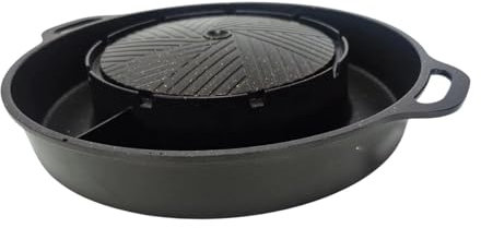 KESOTO Round Grill Pan 2 in 1 Hot Pot BBQ Stoves Grill Plate for Garden Camping Travel Indoor Outdoor, M