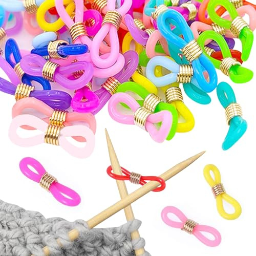40 Stück Maschenmarkierer Farbe Maschenstopper für Stricknadeln, Maschenmarkierer Stricken, Stricknadel Stopper, Strickmarker-Ringe, Farbe Zubehör für DIY Stricken Häkeln Handwerk, Brillenkette