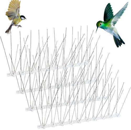WUSJCOF 4 Piezas Antipalomas de Acero Inoxidable,Picos de Aves,Espanta Pájaros,Control,Para Techo,Cerca,y Ventana,de 1,3cm,Exterior Resistente para Techos o Privadas (25cm)