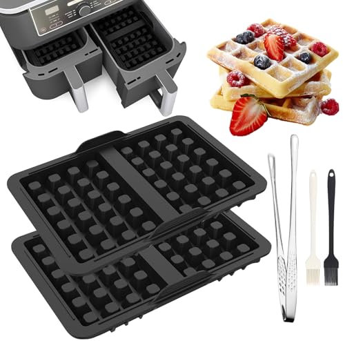 2 Pièces Moules à Gaufres en Silicone, 21 x 14,5 x 2,75CM, Moules à Gaufres Belges en Silicone avec Pinceau à Huile et Agrafe, Pour AF300EU, AF400EU, AF451EU, SL400EU et AF500DE