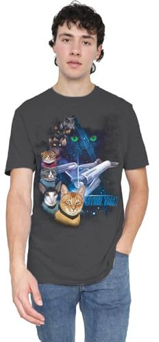 Star Trek Unisex Star Trek Feline Galaxy Unisex T Shirt T-Shirt (Pack of 1)
