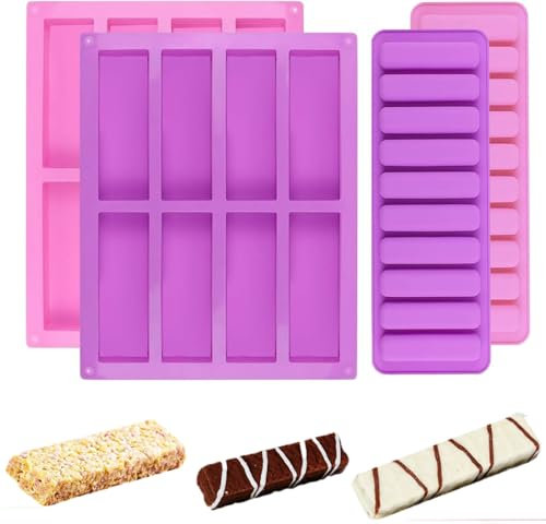 Moule en silicone pour barres de céréales, moule à barre de céréales, moule à chocolat, chocolat, barres de savon, biscuits (4 pièces)