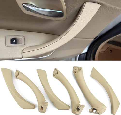 HEYOUTH 6 PCS Compatibel for BMW 3er E90/E91/E92/E93 Handgriffe links+Türgriff innen Rechts, Türgriff Innen Beifahrer,Griff und Griffverkleidung für 316 318 320 323 325 328 330 335(2005-2011) (beige)