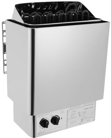 Elektrischer Saunaofen 9KW mit Interner-Integriert-Steuerung 230V Wandmontage für 9m³-Raum 0–110 °C-Temperaturregler 0-3-Stunden-Timer Edelstahl Saunen Sauna Zubehör Kommerziell&Privat Spa-Dusche