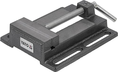 YATO YT-65066 Bohrmaschinen-Schraubstock Maschinenschraubstock 100 mm | Gusseisen, gehärtete Backen, feste Werkbank-Montage