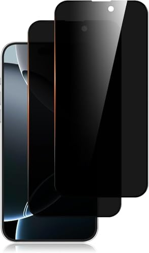 Yisica 2 Pièces Protection d'Écran Anti-Espion pour iPhone 16 Pro avec Protection d'Objectif de Caméra, Film en Verre Trempé