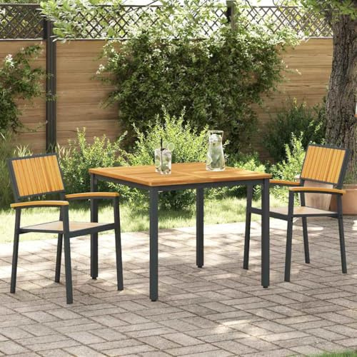 Yunovire Stapelstuhl 2er Set, Braun Massivholz Akazie, 56x57x87 cm, Wetterfest für Garten, Terrasse, Balkon, Modernes Design, Komfortable Outdoor-Sitzgelegenheit