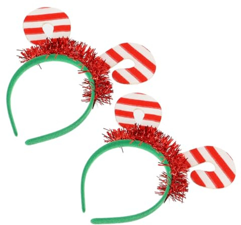 Homoyoyo Weihnachts Kopfschmuck 2 Stück Rotes Candy Cane Haarband Festliches Stirnband für Weihnachtsfeiern Komfortabel und Langlebig
