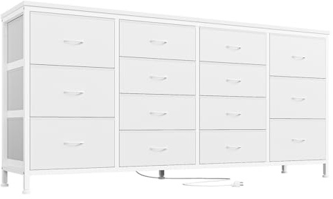 RBFGYIOP Mobile porta TV 63 con 14 cassetti - Cassettiera ingresso moderna - Presa di corrente integrata - Adatto a TV 65/70/75 pollici - Organizer in tessuto per camera da letto, soggiorno,