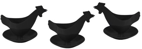 Eierbecher Huhn in kräftigen Farben 3er Set schwarz, Hühnereierbecher