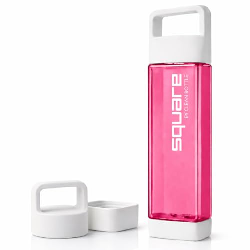 Clean Bottle Square Trinkflasche, 740ml, BPA-frei, von beiden Seiten aufschraubbar, auslaufsicher, spülmaschinengeeignet, perfekt für Sport und Freizeit