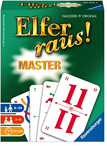 Ravensburger 20756 - Elfer Raus! Master, Kartenspiel für 2-6 Spieler, Spiele-Klassiker ab 8 Jahren, Master Edition