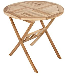 SAM Teak-Holz Garten- Balkontisch Rondo rund 80 cm Durchmesser, zusammenklappbarer Tisch, leicht zu verstauen