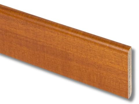 TWE Tucci Wood Essence Battiscopa Legno Tanganika per Interni Made in Italy Resistente a Lavaggi al 100% Tinto Ciliegio Confezione x1 (10x70x2400) mm