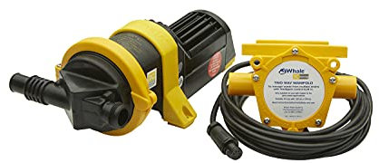 Whale WM8284, Gray IC Waste Pump, 12V, Automatic Waste Removal from 2 Drains, 5 Gal./Minute, Compact, Service-Free
