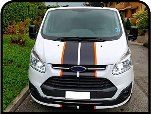 Custom Sports Van Graphics Van Sticker Aufkleber Van Camper Vans Bicolor (SCHWARZ (ORANGE Rand) WIE IM Foto)