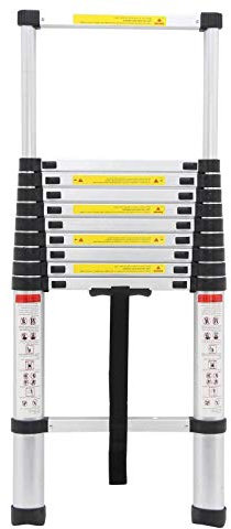 3.2m New Multi-Purpose Aluminium Telescopic Ladder Extension 10.5Ft Lightweight Portable Max Load 330lbs 11 Steps Extendable Foldable Ladder for DIY Home Work Loft Attic Builder Garden Office