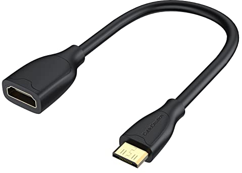 CableCreation Mini Adaptador HDMI 4K60Hz 15cm Mini HDMI a HDMI Cable, Mini HDMI a HDMI Jack 18Gbps Soporta 3D, Ethernet ARC Compatible con la cámara, ordenador portátil, tableta, proyector, Negro