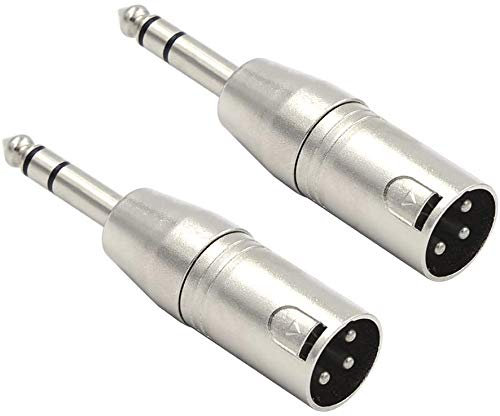 Sinextesis 2 Pezzi Adattatore Audio XLR Maschio- Jack 6.3mm stereo Spina cavo adattatori Connettore XLR jack