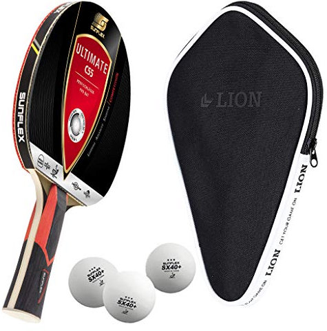 Sunflex Ultimate C55 Tischtennisschläger + Tischtennishülle + 3*** ITTF SX+ Tischtennisbälle | Tischtennisschlägerset | Tischtennis Profi Set