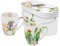 Paper Product Design 2 Kaffeebecher, exotische Vögel mit Geschenkbox, Vogel Tiere Blumen, Porzellan, Tasse, 350 ml