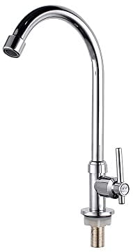 Edelstahl Waschtischarmatur, Wasserhahn Küche nur Kaltwasser, Kaltwasserhahn Küche, Küchenarmatur aus Edelstahl, Drehbarer Wasserhahn Küche, für Küchenspülen (Kein Heißes Wasser)
