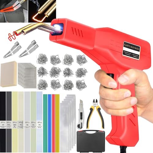 150W Plastic Welding Kit&Plastic Welder,2 in1 Plastic Welder Gun Soldering Kit,Hot Stapler Plastic Welding Car Bumper Repair Kit with 64pcs Plastic Welding Rods&800pcs Staples for Plastic Crack Repair