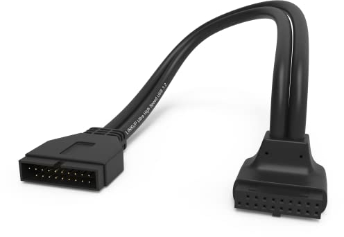 LINKUP - USB 3.2 Gen 2 (USB 3.1) Internal Adapter 20-Pin Motherboard Header Male to Female 10Gbps for PC USB-A Ports - Inward Type - Black 24cm