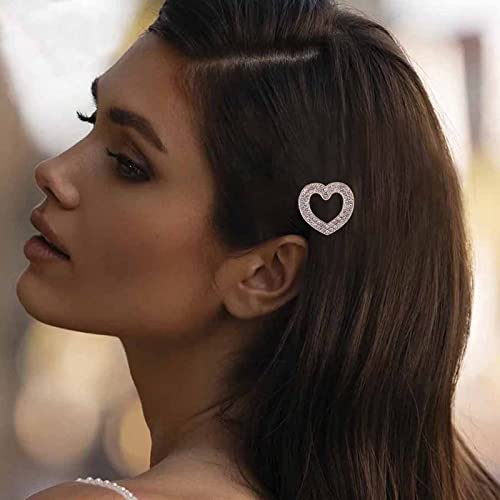 Aneneiceera Kristall Haarspange Gold Haarspange Ein Wort Clip Strass Liebe Haarnadel Ausgehöhlt Herz Kopfbedeckungen Dekorative Haarnadeln Kopfbedeckungen Braut Haarschmuck Für Frauen(Liebe)