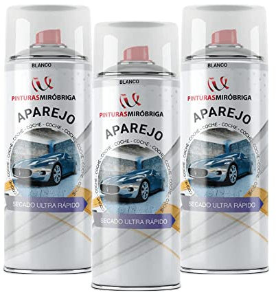 Kit Spray Imprimación Aparejo Color Gris para Coche Mirobriga Acabado Mate x3 Unid.(400ml)