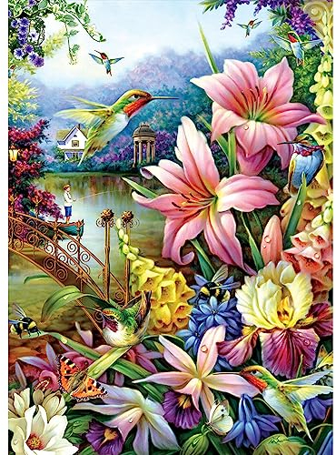 DAERLE Diamond Painting Blumen und Vögel, 5D Diamant Painting Bilder Landschaft Set Erwachsene Kinder, DIY Full Diamant Malen nach Zahlen für Wohnzimmer Schlafzimmer Büro Wand Dekoration 30x40cm