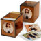 WINKINE Polaroid-Foto-Aufbewahrungsbox und Rahmen, Bilderrahmen für Filme, 10,7 x 8,9 cm, mit Schiebedeckel, Polaroid-Aufbewahrungsbox für i-Type/600/SX-70/Instax Square Filme, bernsteinfarben, 2