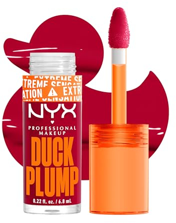 NYX Professional Makeup Lipgloss mit Schmollmund-Effekt, Glossy Finish & intensive Farbe, Extremes Volumen & Fülle dank Ingweröl, Vegane Formel, Duck Plump Lip Lacquer, Hall of Flame