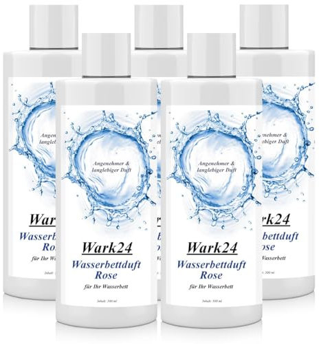 Wark24 Wasserbettduft Rose 500ml - Der Duft basiert auf natürlichen Ölen - Angenehmer & langlebiger Duft für Ihr Wasserbett (5er Pack)
