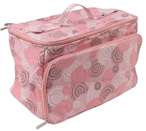 Borsa per Lavoro a Maglia in Tessuto Oxford Rosa, Porta Uncinetto Portatile con Divisori, Contenitore per Filati di Grande Capacità per Ferri da Maglia, Gomitoli e Forniture per