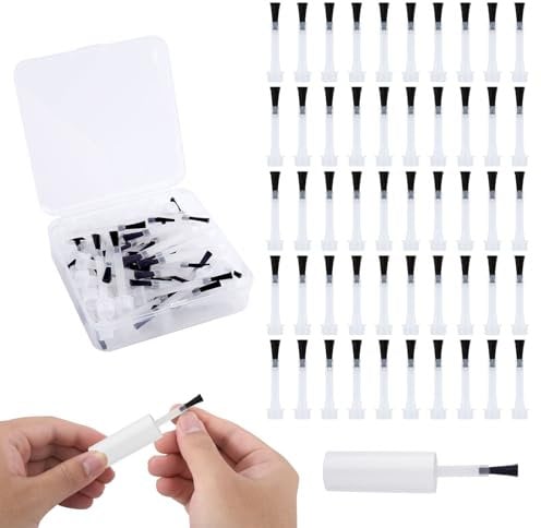 50pcs Nail Polish Replacement Brush, Soft Bristles Flat Head Nail Polish Applicator Replacement Paint Brushes for Nail Dip Liquid Nail Polish Accessories Manicure DIY Tools