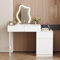 Rebongki Dressing Table, LED Lights Vanity Desk with Cloud-Shaped Mirror & 3 Adjustable Lighting Modes, Modern Vanity Table with 3 Drawers & Large Movable Storage Cabinet for Bedroom, White