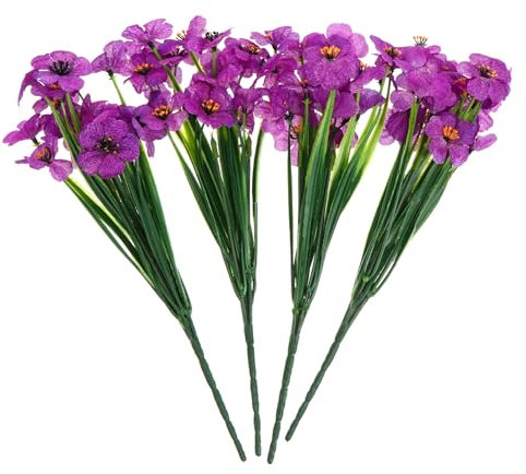 Alipis 1 Set 4pcs Decorative Artificial Flowers Faux Plant Violet Flowers Fake Tall Artificial Silk Violet Artificial Flowers Artificial Leaves Wisteria Artificial Flowers Plastic Purple